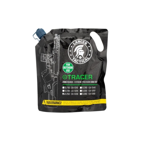 Lancer Tactical 2000 Rounds 0.25g Airsoft Outdoor 6mm Tracer BBs