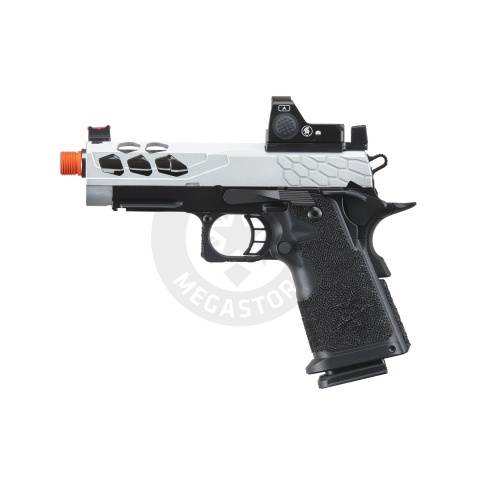Lancer Tactical Stryk Hi-Capa 4.3 Gas Blowback Airsoft Pistol w/ Red Dot Sight (Black & Silver)