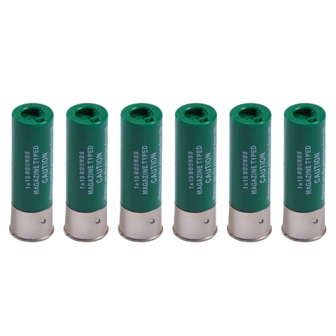G-Force 15 Round Shotgun Shells for Multi & Single-Shot Airsoft Shotguns (Color: Green / Pack of 6)