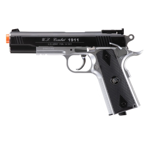 Win Gun Sport 1911 CO2 Non-Blowback Airsoft Pistol w/ Accessory Rail - (Black / Silver)