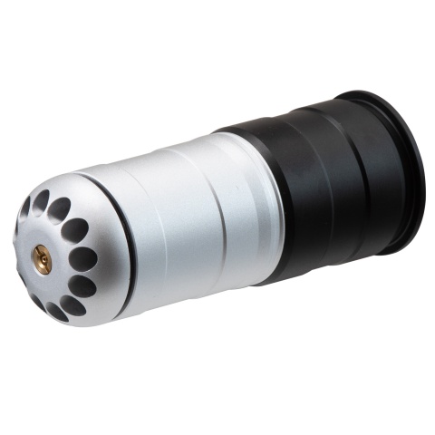 Lancer Tactical 120 Round CNC Aluminum Airsoft 40mm Gas Grenade Shell (Color: Silver / Black)