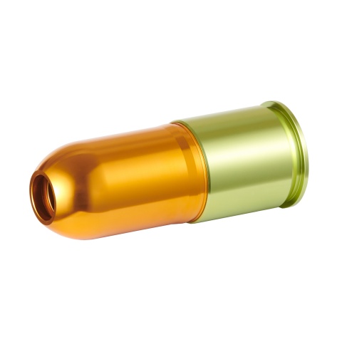 Lancer Tactical Long Aluminum Airsoft 40mm Green Gas Grenade Shell (Color: Gold / Green)