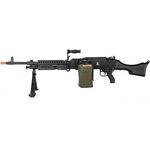 Lancer Tactical Full Metal M240 Airsoft AEG Squad Automatic Machine Gun with Box Magazine - (Black)