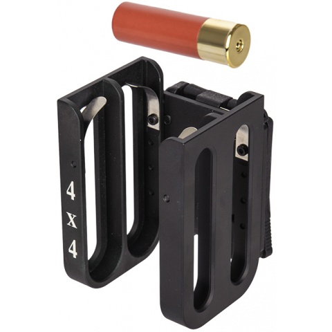 Lancer Tactical 4x4 Metal Shotgun Shell Belt Carrier - BLACK