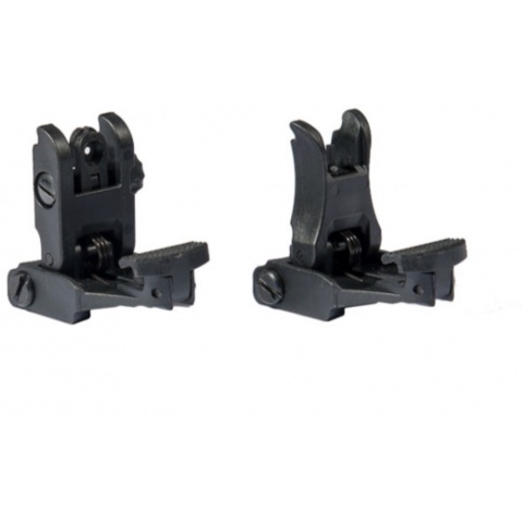 AMA 7E1L Airsoft Front and Rear Folding Sight Set - BLACK