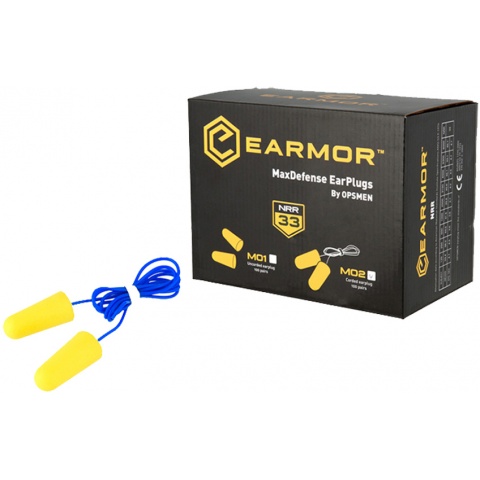 Earmor Max Defense Ear Plugs (Corded) NRR36 - YELLOW PLUGS