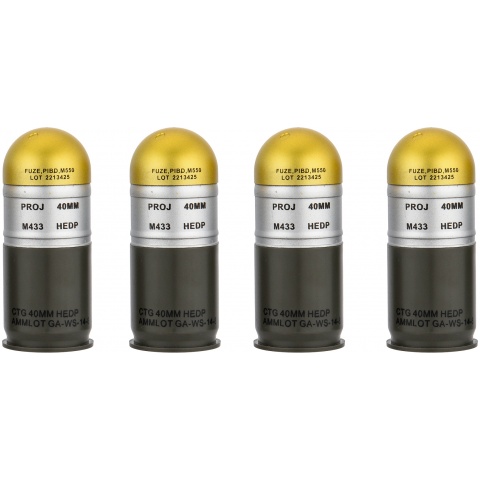 AMA M433HE-1 Airsoft 40mm Dummy Grenade Shells - 4 Pack - GOLDEN