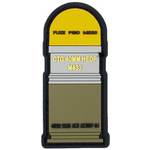 G-Force M433 Grenade Shell PVC Morale Patch - YELLOW / GREEN