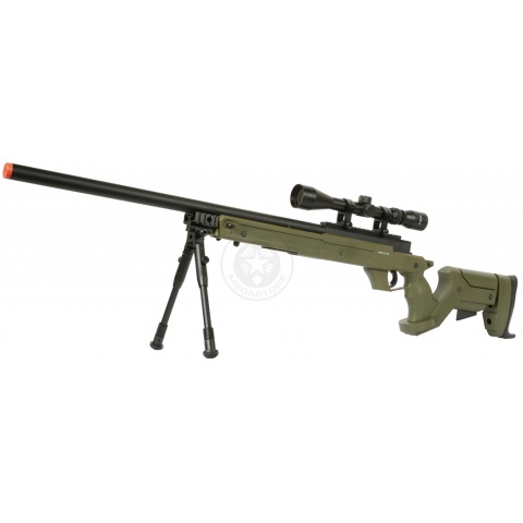 425 FPS WellFire SR22 Airsoft Sniper Rifle w/ Scope and Bipod - OD