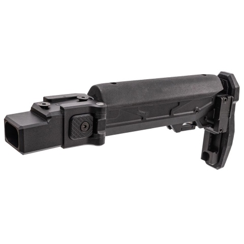 Atlas Custom Works Adjustable Telescopic Folding Stock w/ 4 Position Cheek Riser for GHK AKM V3 GBBR Airsoft Rifles - (Black)
