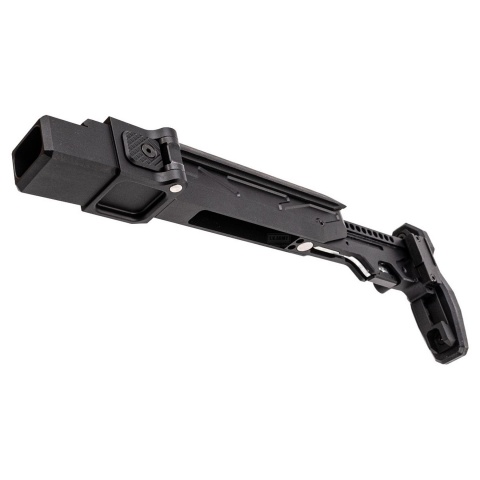 Atlas Custom Works Adjustable Telescopic Folding Stock w/ 4 Position Cheek Riser for GHK AKM V3 GBBR Airsoft Rifles - (Black)