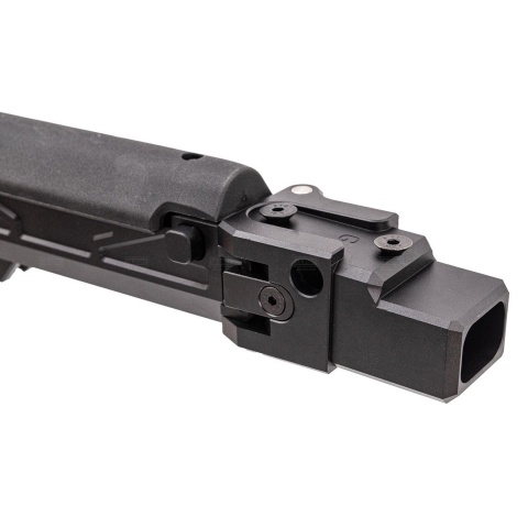 Atlas Custom Works Adjustable Telescopic Folding Stock w/ 4 Position Cheek Riser for GHK AKM V3 GBBR Airsoft Rifles - (Black)