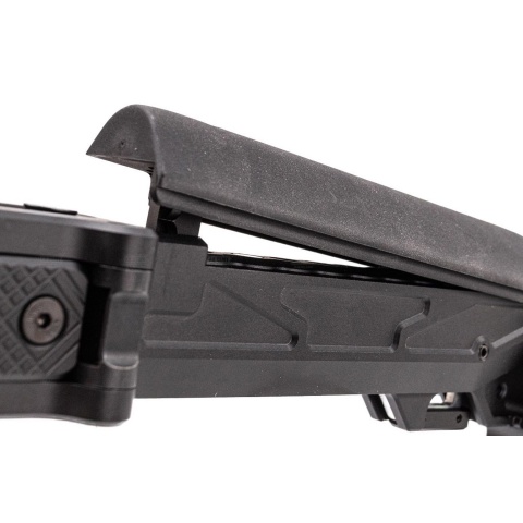 Atlas Custom Works Adjustable Telescopic Folding Stock w/ 4 Position Cheek Riser for GHK AKM V3 GBBR Airsoft Rifles - (Black)