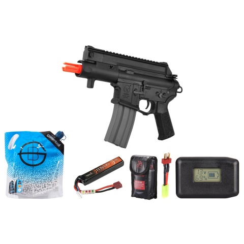 Ares Amoeba M4 CCP AM-003 Airsoft Aeg Pistol W/ EFCS - Battery/Adapter/Charger Combo - (Black)