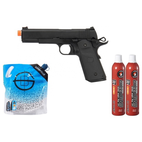 Army Armament Full Metal R26 1911 Gas Blowback Airsoft Pistol - Green Gas Combo - (Black)