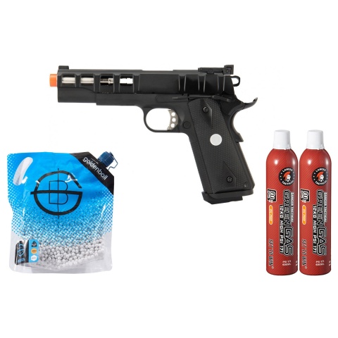 Army Armament Full Metal R30 1911 Gas Blowback Airsoft Pistol - Green Gas Combo - (Black)
