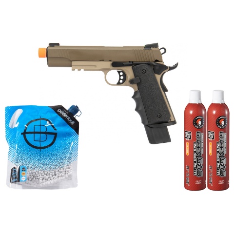 Army Armament Full Metal R32 Gas Blowback Airsoft Pistol - Green Gas Combo - (Tan)