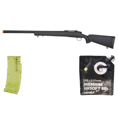 CA-S020M M24 LTR Gen 2 Bolt Action Sniper Rifle Airsoft Gun (Black) - BB/Sniper Bundle