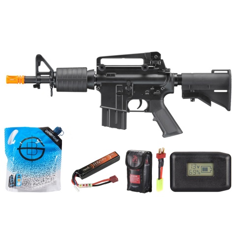 Double Bell N23 Pdw M4 Airsoft Aeg Rifle - Battery/Adapter/Charger Combo - (Black)
