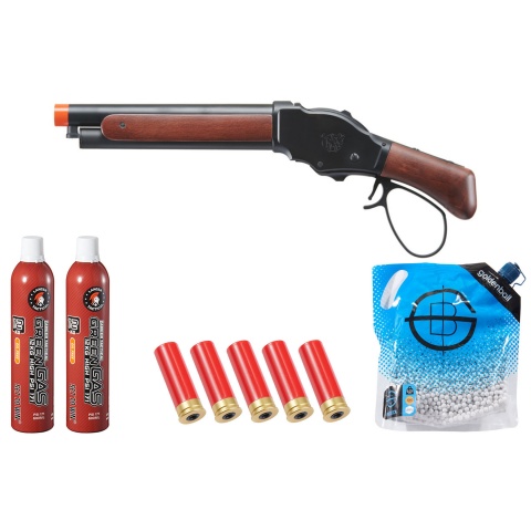 Golden Eagle 1887 Compact Wide Lever Action Shotgun Shell/Green Gas Combo (Black)