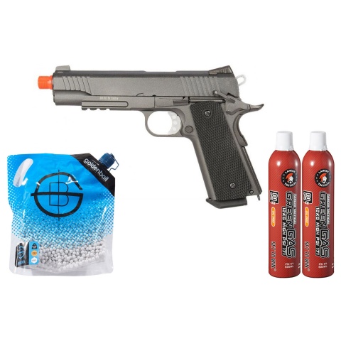 Well Airsoft GX 194 Pistol Gas Blowback GBB Full Metal - Green Gas Combo - Black