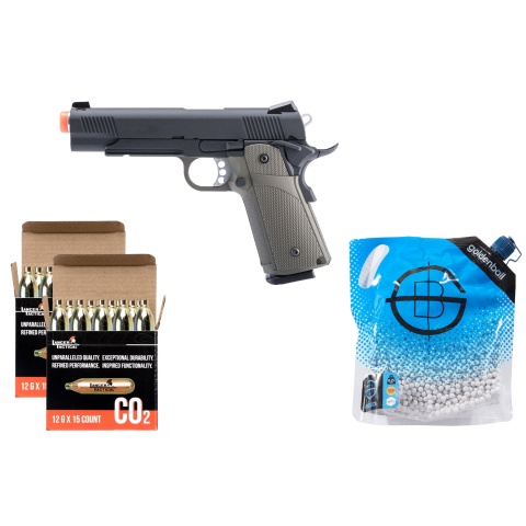 KJW Full Metal Custom 1911 Tactical Hi-capa Gas/co2 Blowback - CO2/BB Combo - (OD Green)