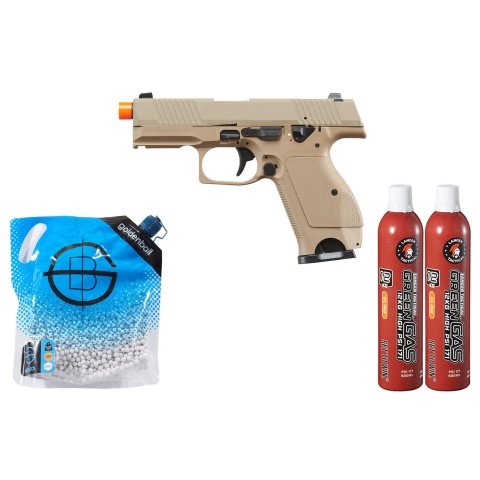 Kizuna Works KW-15k Gas Blowback Airsoft Pistol - Green Gas Combo - (Metal/Cerakote FDE)