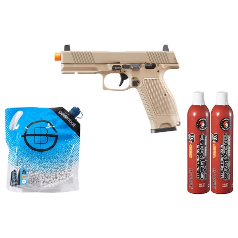 Kizuna Works MKW Full Sized Gas Blowback Airsoft Pistol - Green Gas Combo - (Metal/Cerakote FDE)