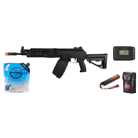 LCT LCK-16 Steel AEG Rifle w/ ASTER V2 - Battery/Charger Combo - (Black)