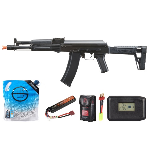 LCT Airsoft MRK-105 AEG Rifle - Battery/Adapter/Charger Combo - (Black)