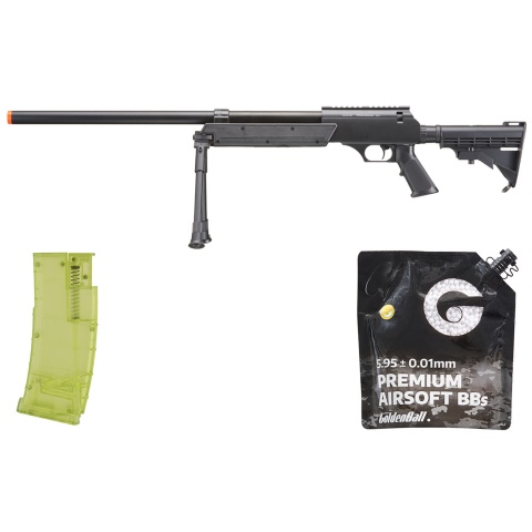 Well Fire Airsoft SR2 Bolt Action Rifle w/ Bipod (Black) - BB/Sniper Bundle