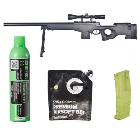 Well Airsoft L96 AWS Bolt Action Rifle W/ Green Gas/BB/Speed Loader Bundle