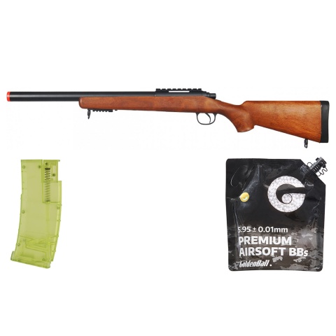 Well Airsoft MBG24W Gas Powered Bolt Action Rifle W/ Adjustable Stock - BB/Sniper Bundle