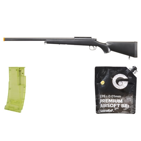 AGM MP001B Bolt Action Sniper Rifle (Black) - BB/Sniper Bundle