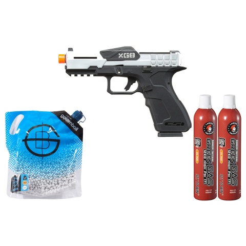 Poseidon CSI XG8 Gas Blow Back Aluminum Pistol - Green Gas Combo - (Metal/silver)