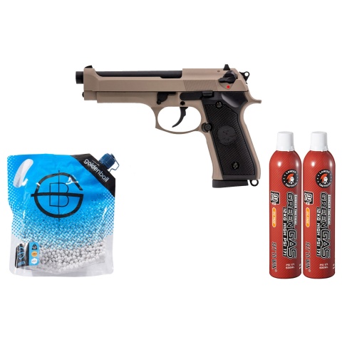 Vorsk Raven R92f Gbb Pistol - Green Gas Combo - (Black/Tan)