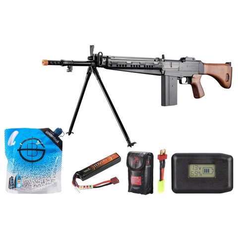 S&t Type 64 Full Metal Full Size Aeg Airsoft Battle Rifle - Battery/Adapter/Charger Combo - (Black/wood)