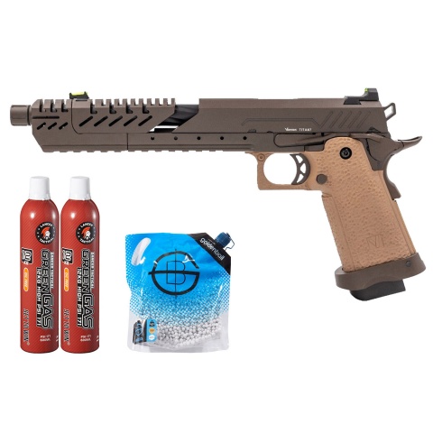 Vorsk Hi-Capa 7.0 Titan GBB Pistol - (Tan/Bronze) Green Gas Combo