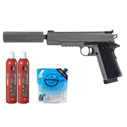Vorsk Airsoft VX-14 GBB Pistol - (Gray) Green Gas Combo
