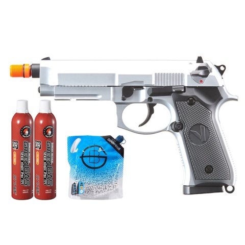 Vorsk Airsoft VM9 Osiris Gas Blowback Pistol - (Silver) Green Gas Combo