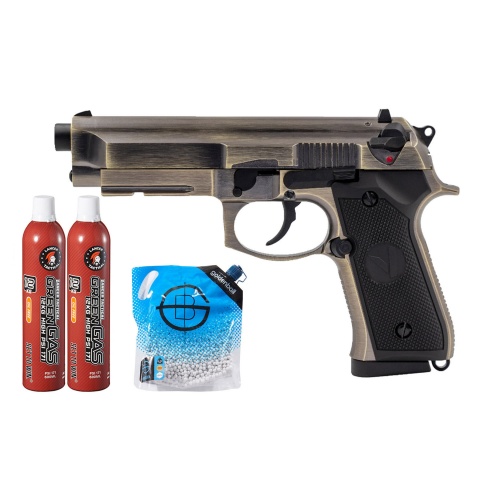 Vorsk Airsoft VM9 Osiris Gas Blowback Pistol - (Brushed Aluminum) Green Gas Combo