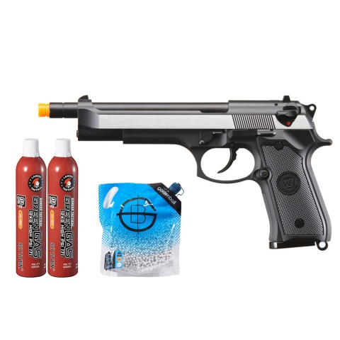WE-Tech M92 Gas Blowback Airsoft Pistol - (2-Tone) Green Gas Combo