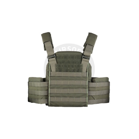 Tactical Chest Plate Carrier with Triple MOLLE Magazine Hunting Vest Front and Airsoft Gear Back Bag