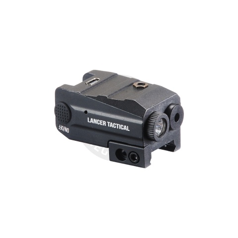 Lancer Tactical Low Profile Picatinny Flashlight w/ Laser - (Black)