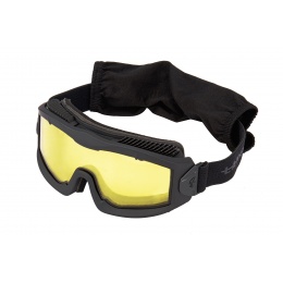 Lancer Tactical Aero Protective Black Airsoft Goggles (Yellow Lens)