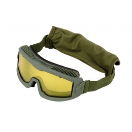 Lancer Tactical Aero Protective OD Green Airsoft Goggles (Yellow Lens)
