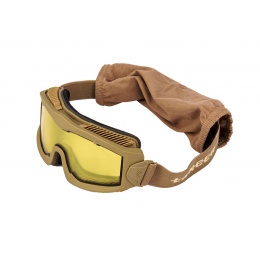 Lancer Tactical Aero Protective Tan Airsoft Goggles (Yellow Lens)