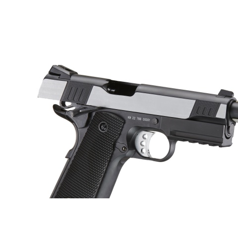 Double Bell M1911 Green Gas Blowback Airsoft Pistol w/ Silver Slide (Color: Black)