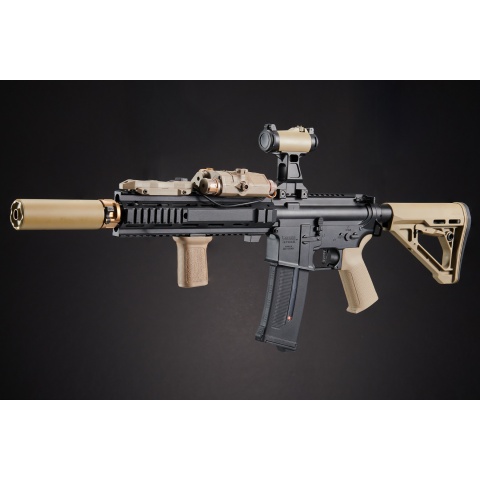 Custom Black Knight - Lancer Tactical Gen 4 L119A2 M4 Full Metal Airsoft Rifle - (Black/Tan)