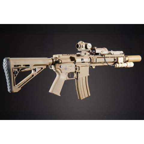 Custom Shetani - Lancer Tactical Gen 4 L119A2 M4/M16 Full Metal Airsoft Rifle - (Tan)